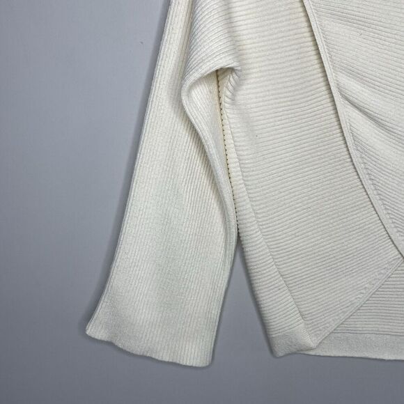 LOVE WHIT Crisscross Sweater Women XS Ivory Side Stripe Pullover Boat Neck - Picture 5 of 14